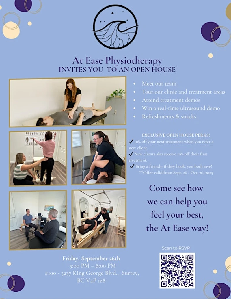 At Ease Physiotherapy Open House event poster