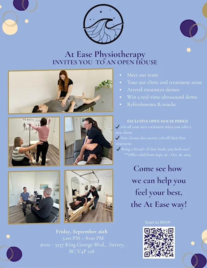 At Ease Physiotherapy Open House event poster